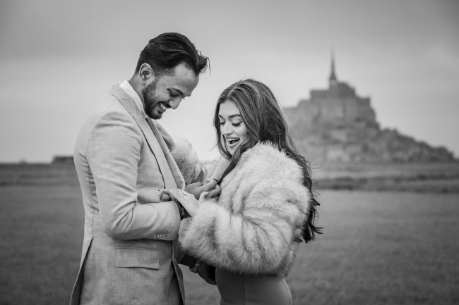 Mont-Saint-Michel Surprise Proposal captured by © Sabina Cowder A beautiful Mont St Michel Proposal Photo-shoot